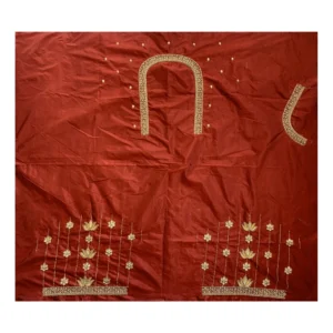 Women's Cotton Silk Self Design Unstitched Blouse Piece (Maroon, 80-100 cm)