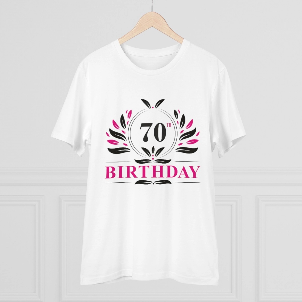 Men's PC Cotton 70th Birthday Printed T Shirt (Color: White, Thread Count: 180GSM) - Image 3