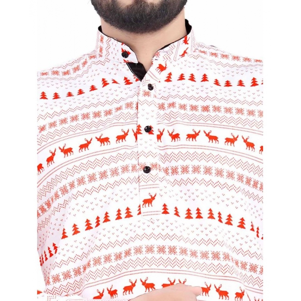 Men's Cotton Blended Printed Full Sleeve Shortkurta (Multicolor) - Image 2