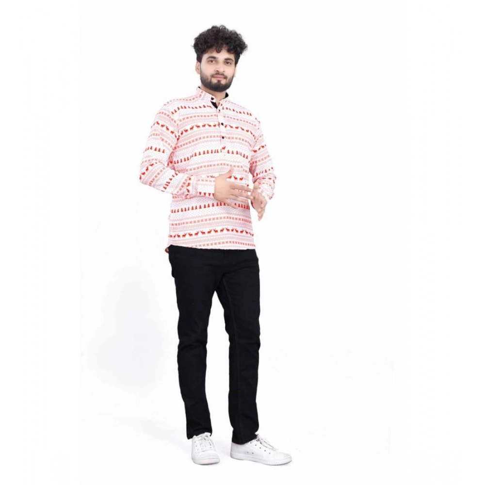 Men's Cotton Blended Printed Full Sleeve Shortkurta (Multicolor) - Image 4