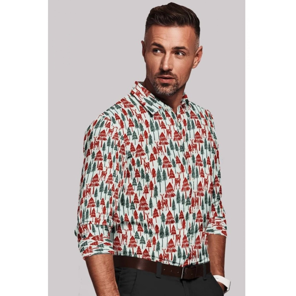 Men's Cotton Blended Printed Full Sleeve Shirt (Multicolor) - Image 4