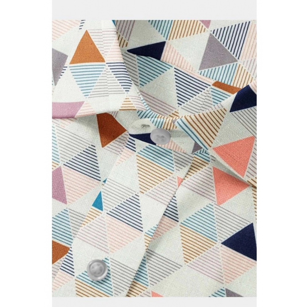 Men's Cotton Blended Printed Full Sleeve Shirt (Multicolor) - Image 2