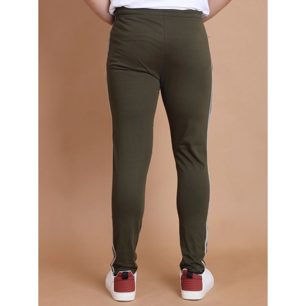 Men's Casual Cotton Striped Full Length Track Pant (olive) - Image 2