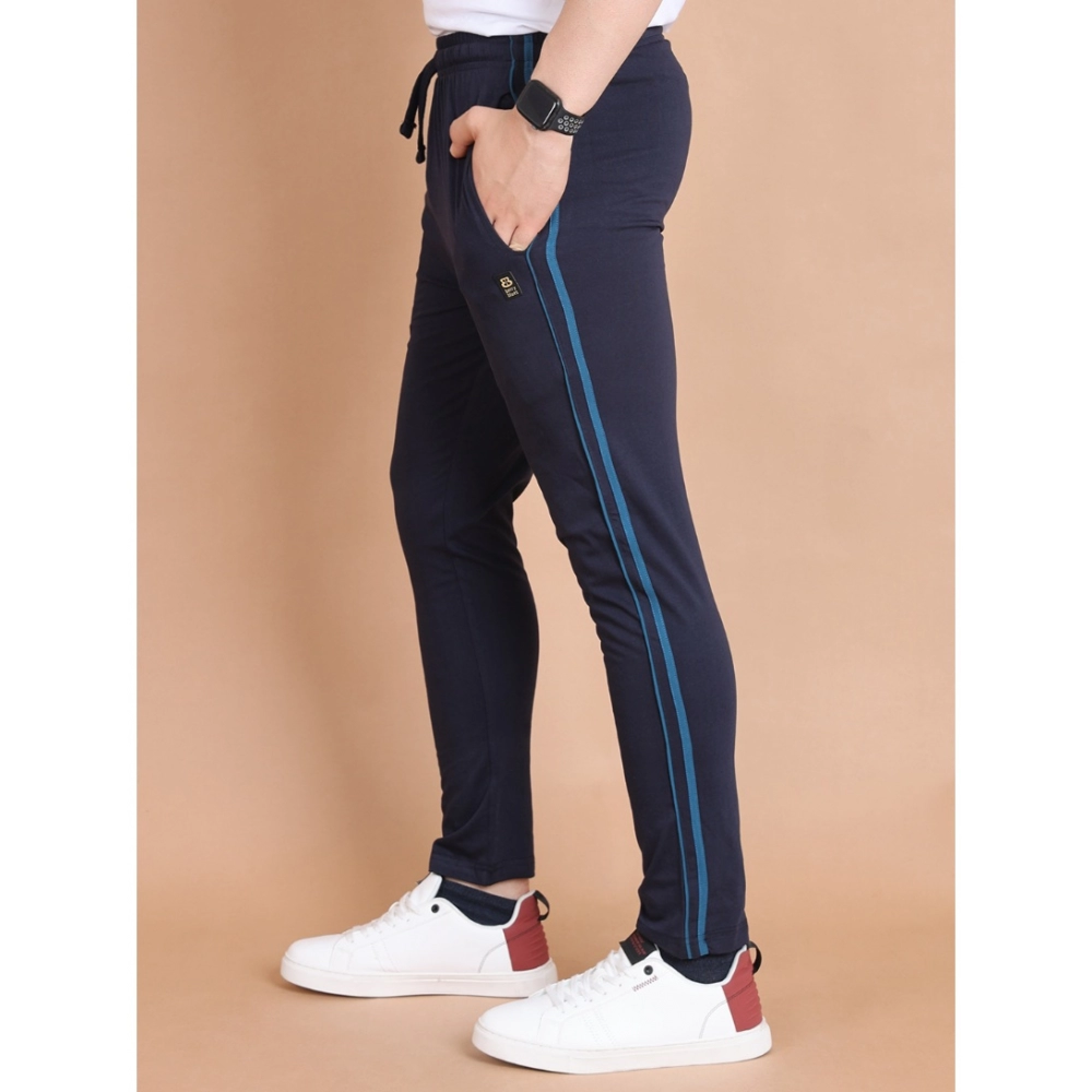 Men's Casual Cotton Striped Full Length Track Pant (Navy) - Image 6