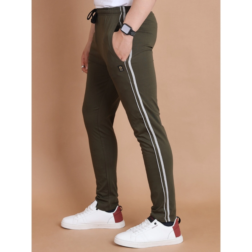 Men's Casual Cotton Striped Full Length Track Pant (olive) - Image 4