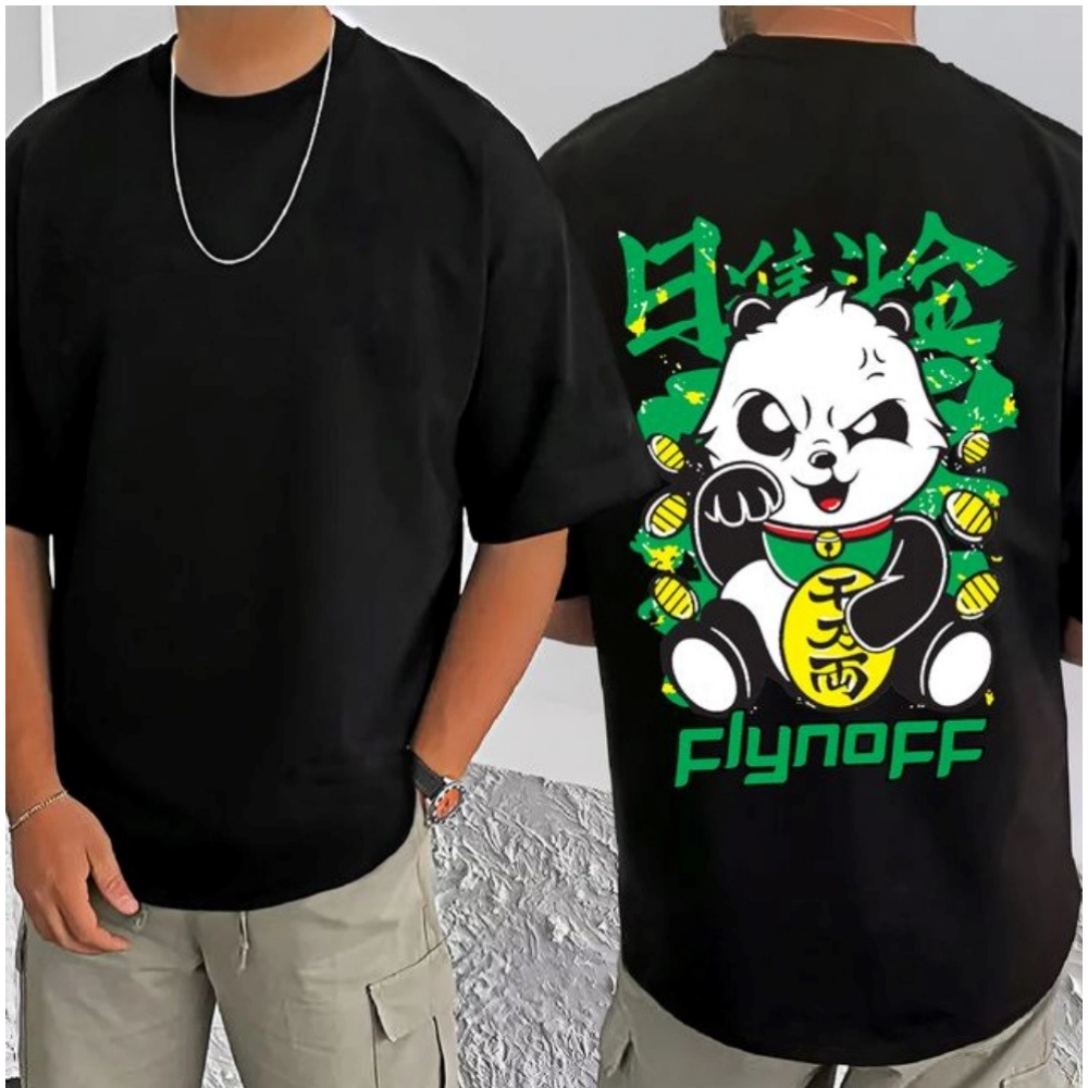 Men's Casual Cotton Blend Printed Round Neck Half Sleeve T-Shirt (Black) - Image 3