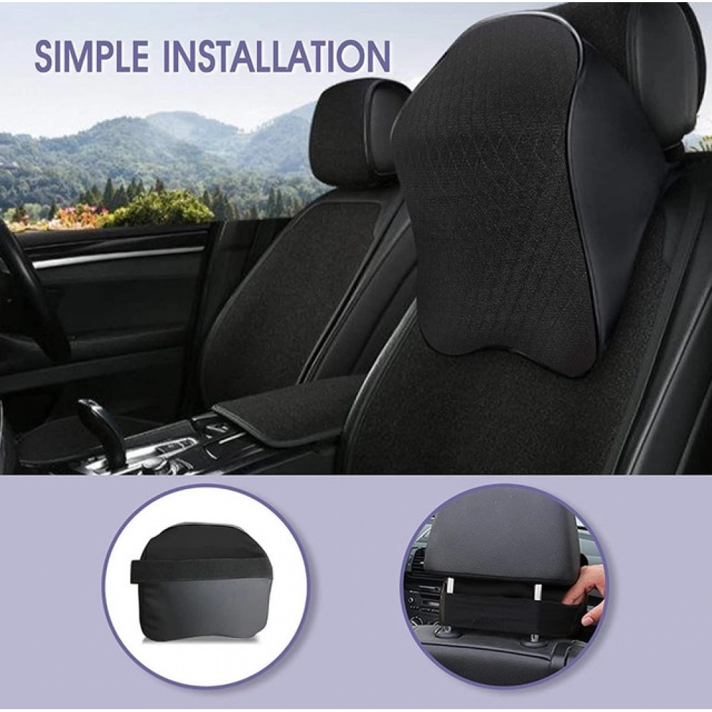 Memory Foam Car Headrest Pillow (Black) - Image 4