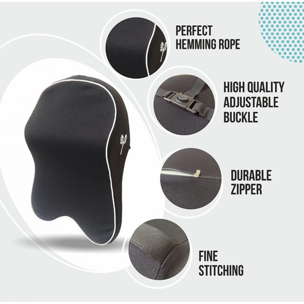 Memory Foam Car Headrest Pillow (Black) - Image 2