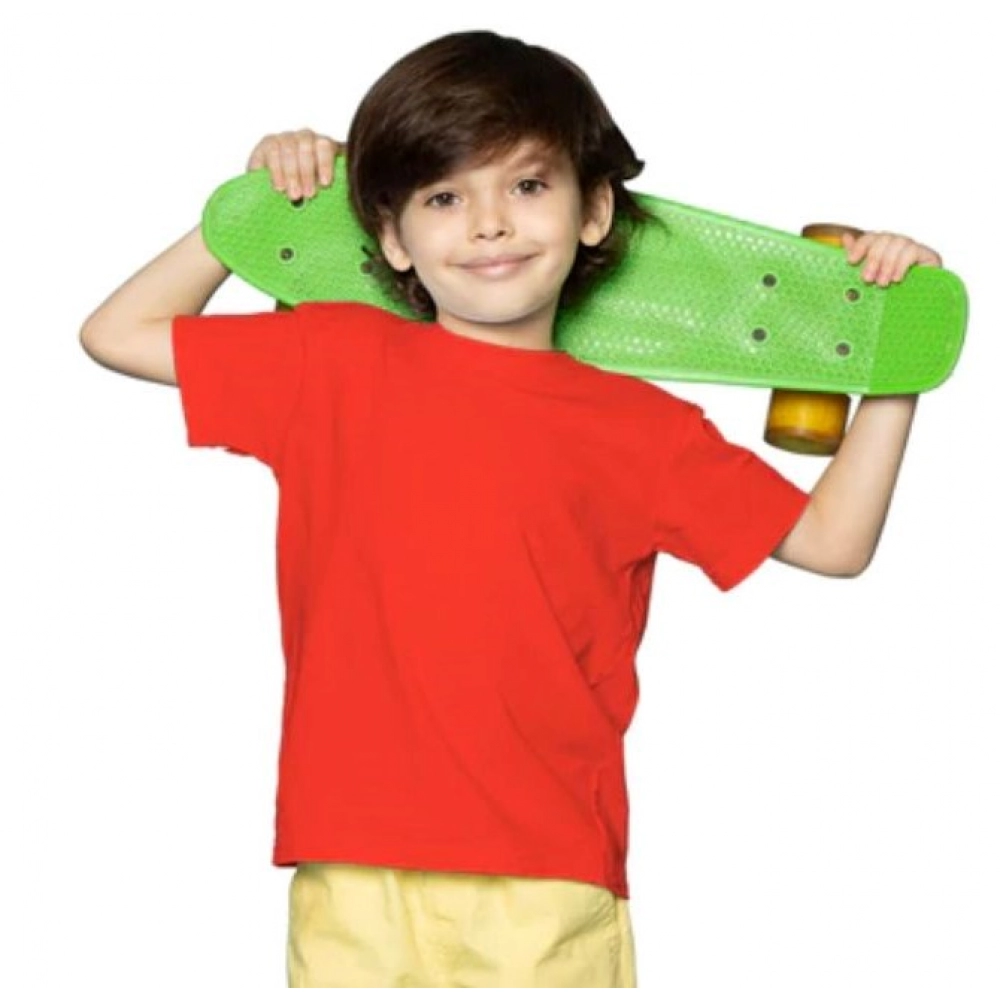 Boys Cotton Plain Half Sleeve TShirt (Red) - Image 5