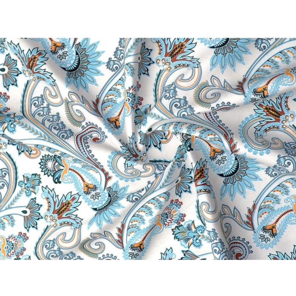 Cotton Blend Floral Printed Double Bedsheet with 2 Pillow Covers (White) - Image 3