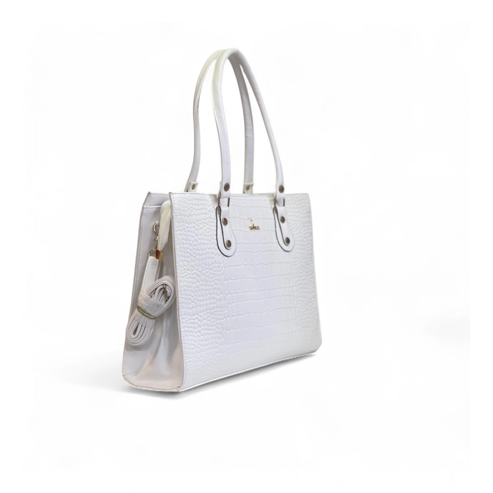 Generic Women's Polyurethane Croco Shoulder Tote Bag (White) - Image 5