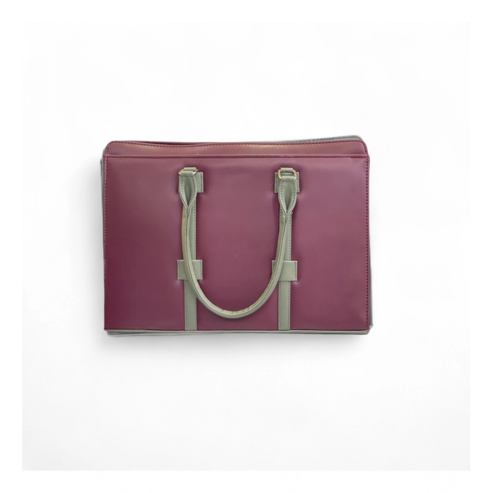 Generic Women's Polyurethane Solid Structured Shoulder Tote Handbag (Burgundy-Gray) - Image 2