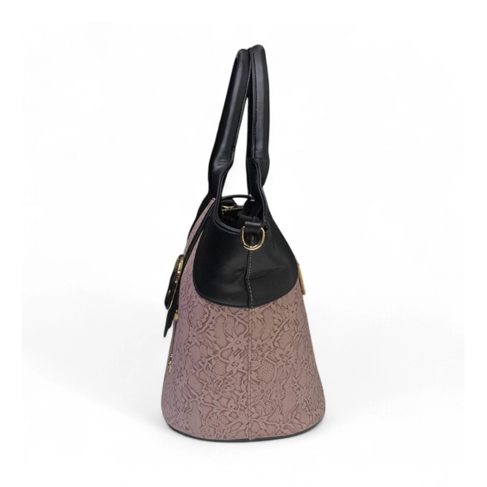 Generic Women's Polyurethane Textured Two-Tone Tote Handbag with Adjustable & Removable Strap (Purple) - Image 4