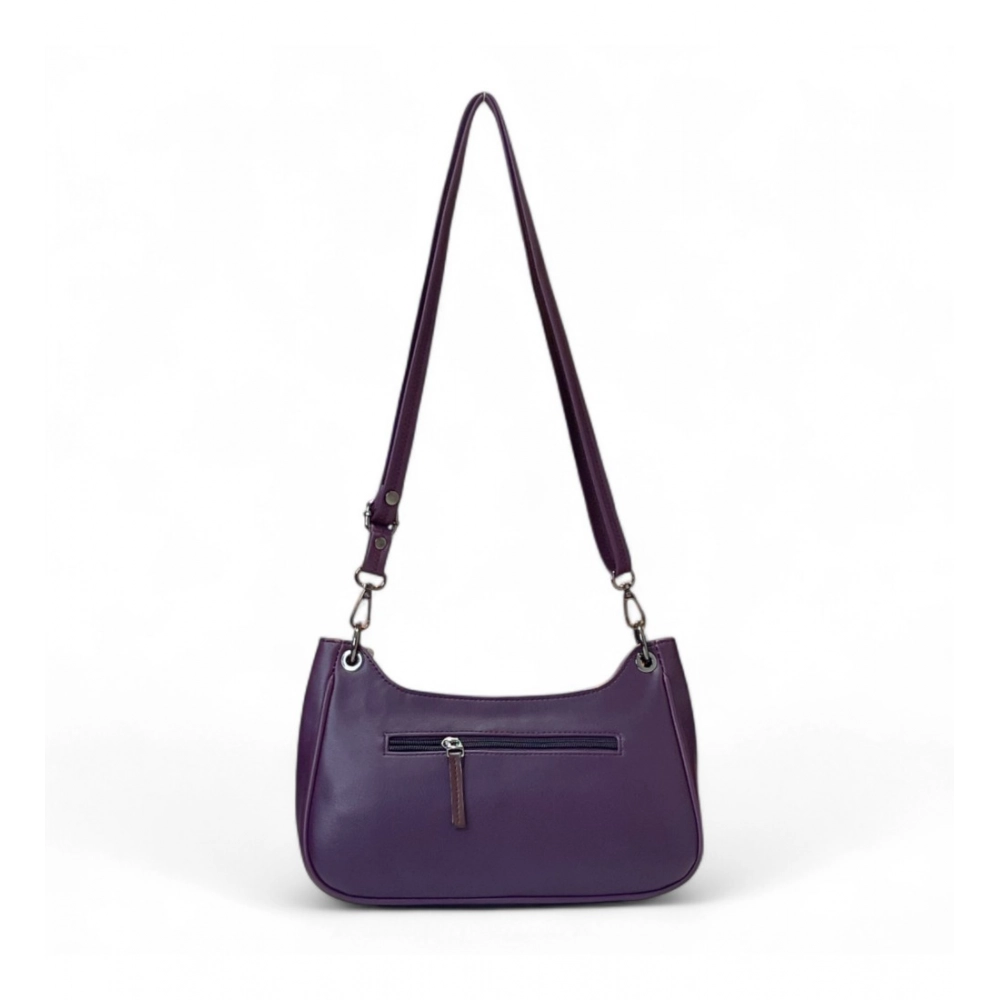 Generic Women's Polyurethane Floral Embroidered Crossbody Sling Bag with Adjustable & Removable Strap (Purple) - Image 2