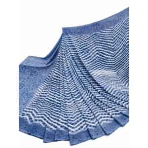Generic Women's Georgette Printed Saree With Unstitched Blouse 5.5Mtr (Blue)