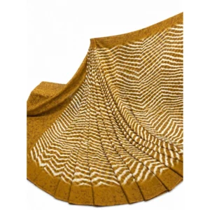 Generic Women's Georgette Printed Saree With Unstitched Blouse 5.5Mtr (Mustard-Yellow)