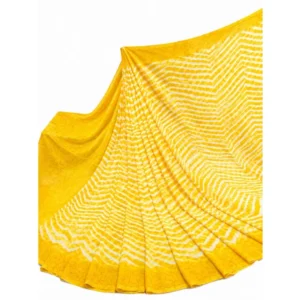 Generic Women's Georgette Printed Saree With Unstitched Blouse 5.5Mtr (Yellow)