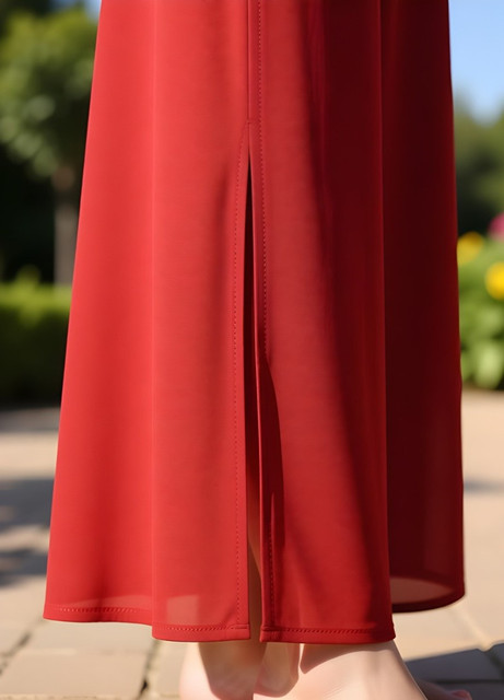 Generic Women's Pack of 1 Georgette Solid High Rise Wide Leg Flared Palazzo with Elastic Waist (Red) - Image 5