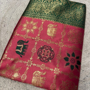 Generic Women's Jacquard Printed Saree With Unstitched Blouse 5.5Mtr (Pink)