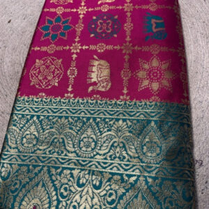 Generic Women's Jacquard Printed Saree With Unstitched Blouse 5.5Mtr (Magenta)