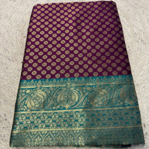 Generic Women's Jacquard Printed Saree With Unstitched Blouse 5.5Mtr (Purple)