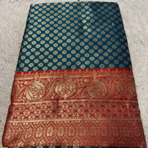 Generic Women's Jacquard Printed Saree With Unstitched Blouse 5.5Mtr (Teal)