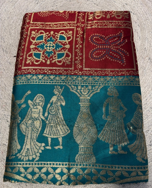 Generic Women's Jacquard Printed Saree With Unstitched Blouse 5.5Mtr (Maroon)