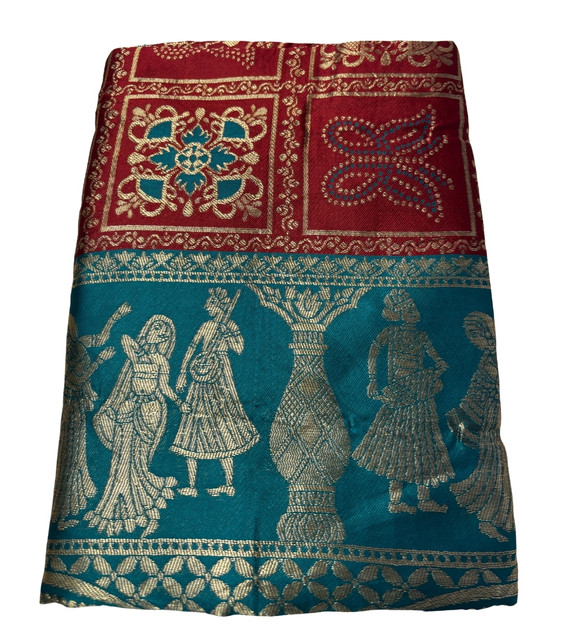 Generic Women's Jacquard Printed Saree With Unstitched Blouse 5.5Mtr (Maroon) - Image 2