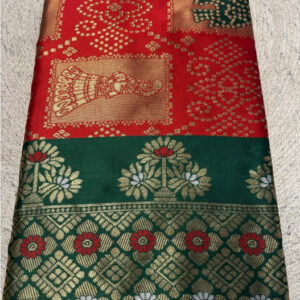 Generic Women's Jacquard Printed Saree With Unstitched Blouse 5.5Mtr (Red)