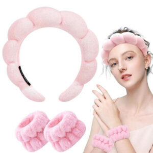 Spa Headband And Wristband Set (Pink)