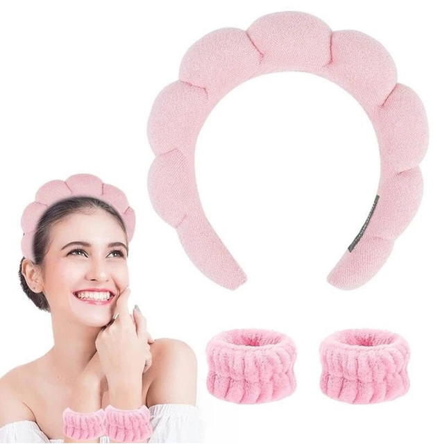 Spa Headband And Wristband Set (Pink) - Image 5