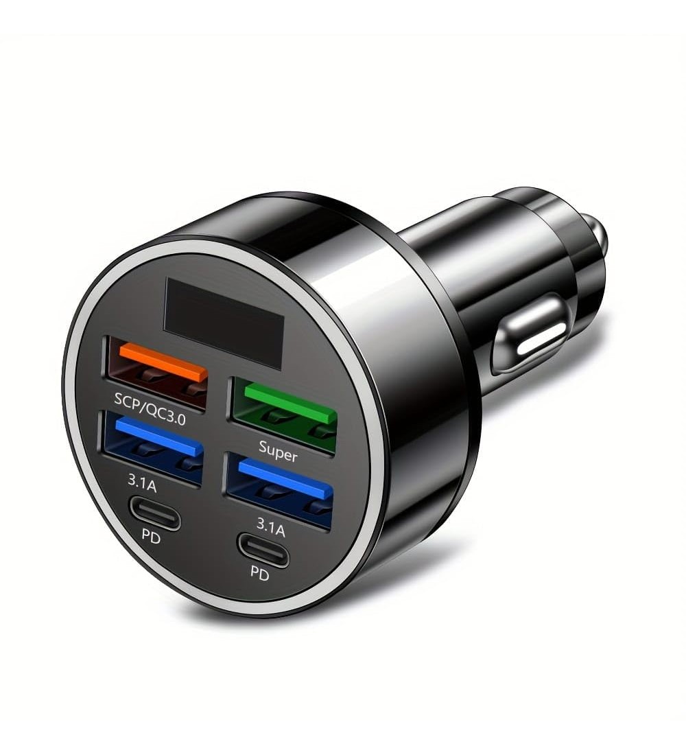 6 In 1 Car Charger (Black) - Image 2