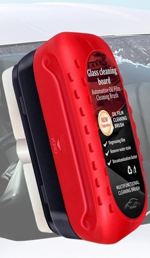 Pack of 2 Automotive Oil Film Cleaning Brush (Red-Black)