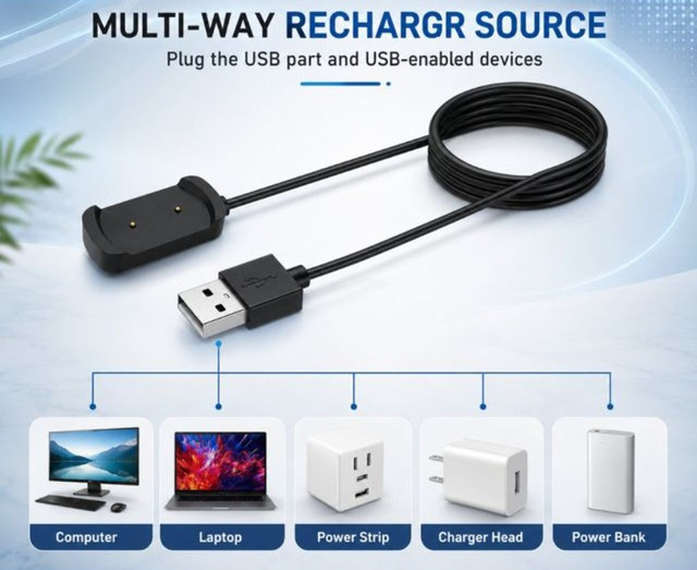 Fast Magnetic Charger Cable Compatible with Amazfit GTR 2/GTR 2e/GTR 2 eSIM/GTS 2/GTS 2e/GTS 2 Mini/Bip U/Bip U Pro & Pop Pro Smartwatch, 1m (3.3 ft) (Black) - Image 4