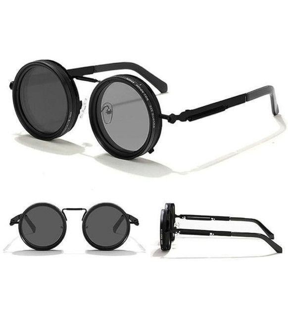Metal Adjustable Tint Sunglasses (Black) - Image 2