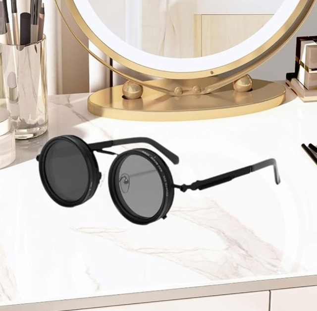 Metal Adjustable Tint Sunglasses (Black) - Image 3