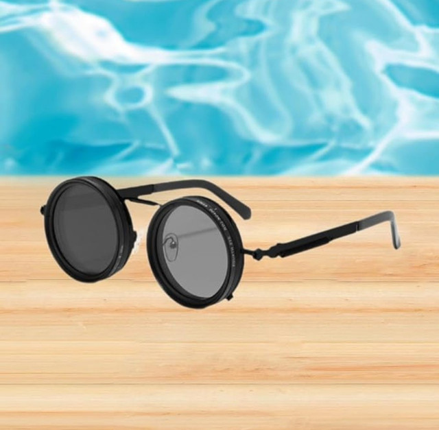 Metal Adjustable Tint Sunglasses (Black) - Image 4