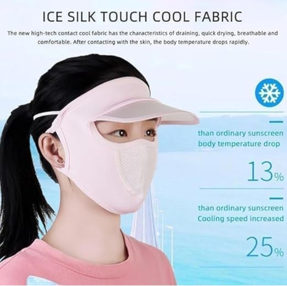 Elastic Women Cap With Mask (Multicolor) - Image 3