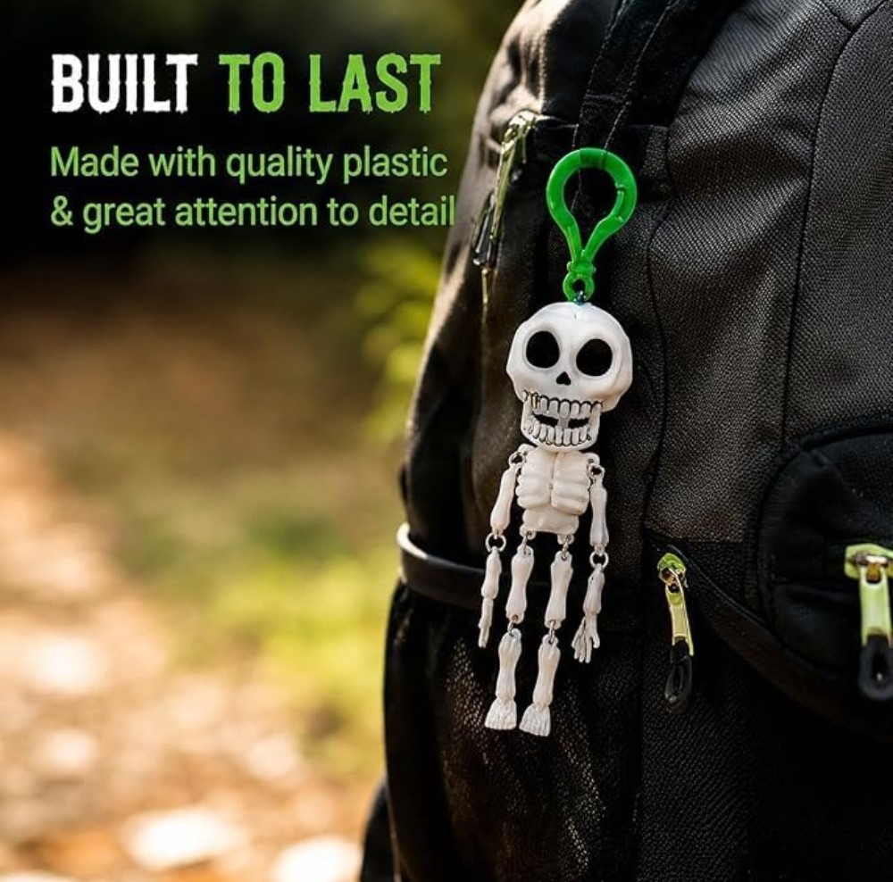 Plastic Skeleton Keychain (White-Green) - Image 4