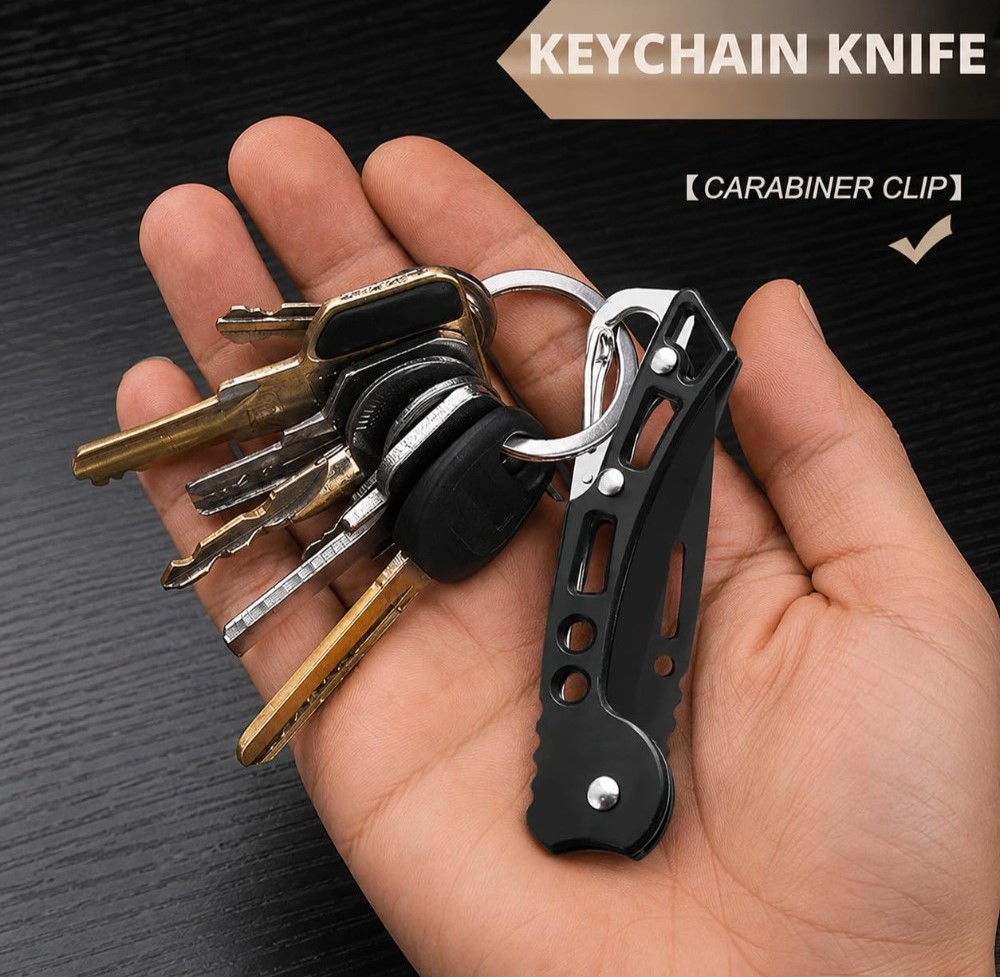 Stainless Steel Keychain Pocket Knife (Black) - Image 5
