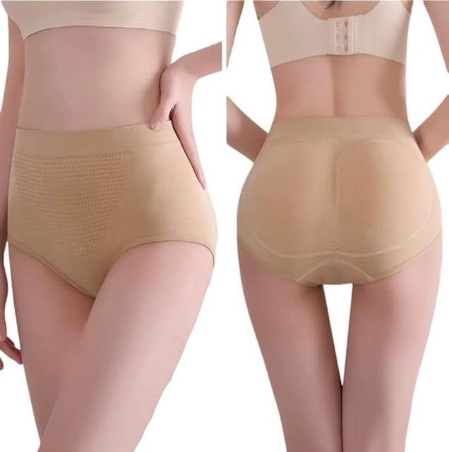 Nylon-Cotton Blend Women's Paded Panty Free Size (Beige-Black) - Image 3
