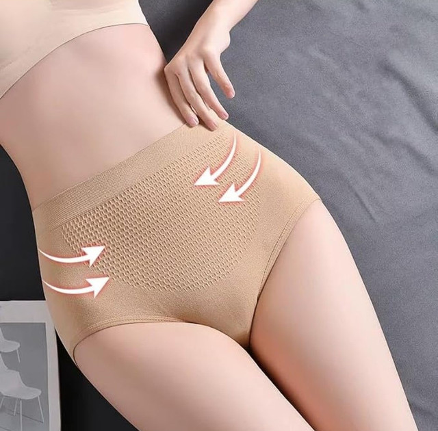 Nylon-Cotton Blend Women's Paded Panty Free Size (Beige-Black) - Image 5
