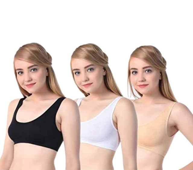 Cotton Blend Women's Air Bra Free Size (Multicolor) - Image 2