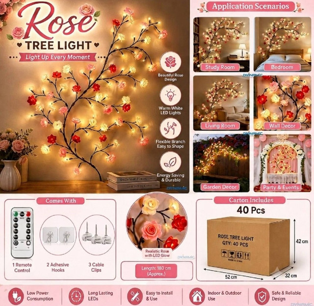 Plastic Rose Tree Light (Multicolor) - Image 3