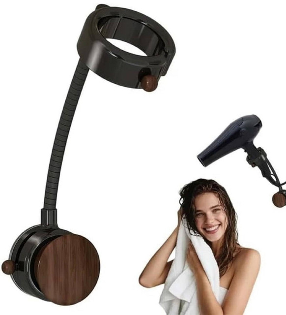 Wood-Plastic Hair Dryer Holder (Black) - Image 2