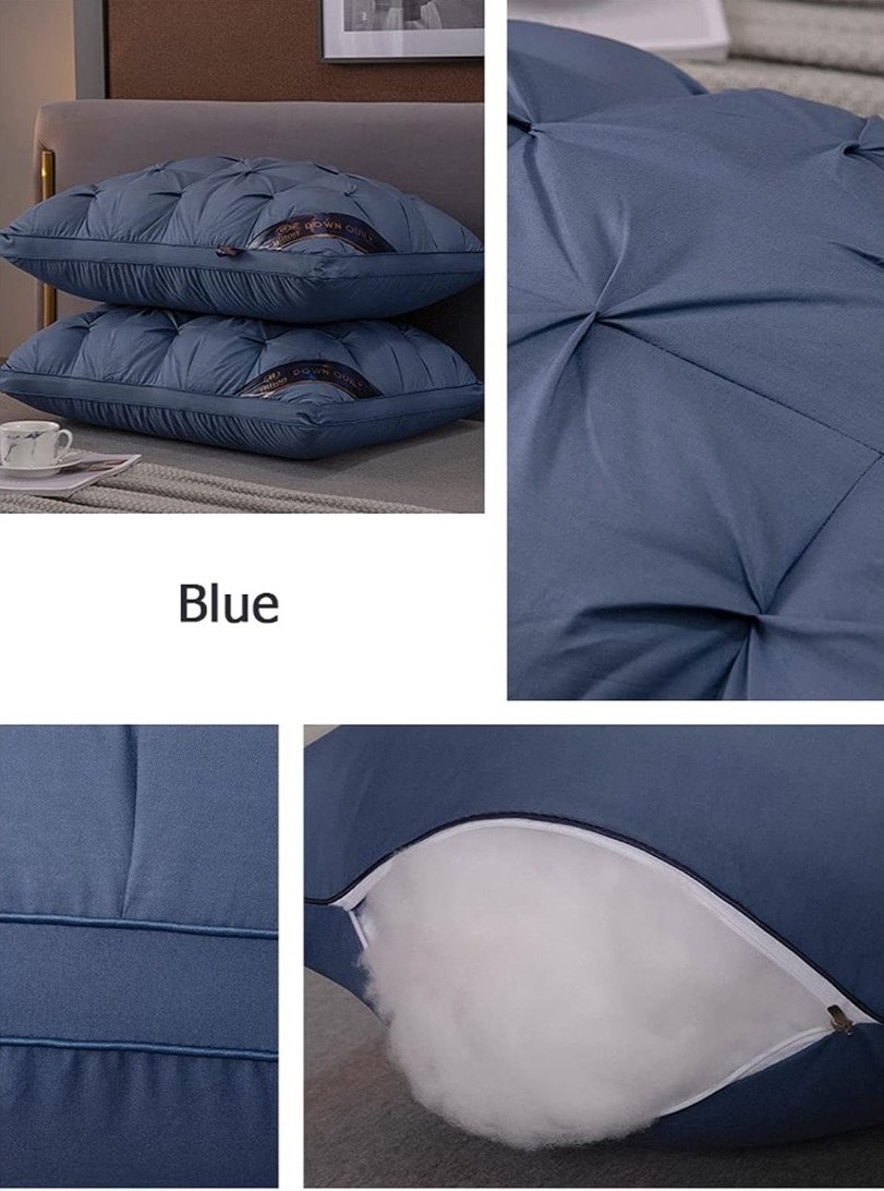 Feather Luxury Hotel Collection Bed Pillow (Blue) - Image 3