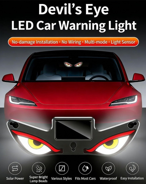 Plastic Devils Eyes LED Car Light (Red-Yellow) - Image 3