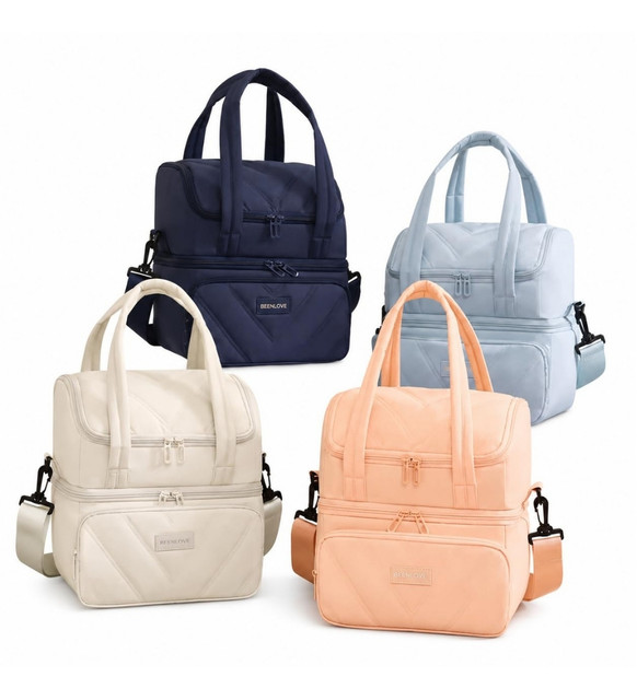 Cotton Dual Zipper Lunch Bag (Multicolor) - Image 2