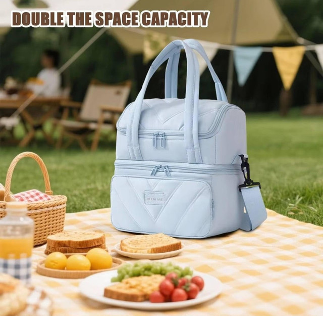 Cotton Dual Zipper Lunch Bag (Multicolor) - Image 3