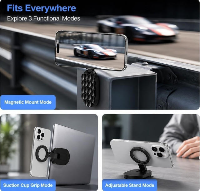Plastic 3-In-1 Magnetic Phone Holder (Multicolor) - Image 3